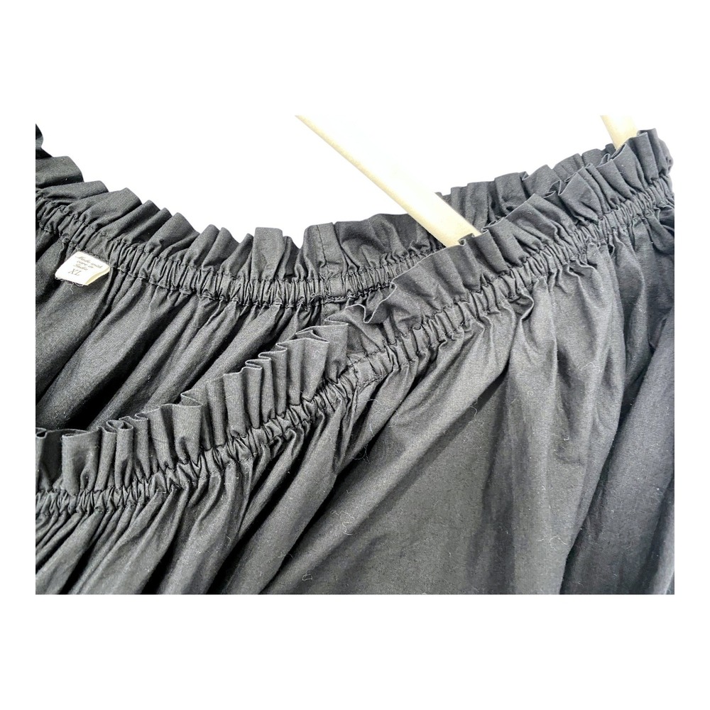 Doen Ischia Dress Black Organic Cotton Viscose Smocked Puff Sleeve Midi XL - Picture 10 of 16